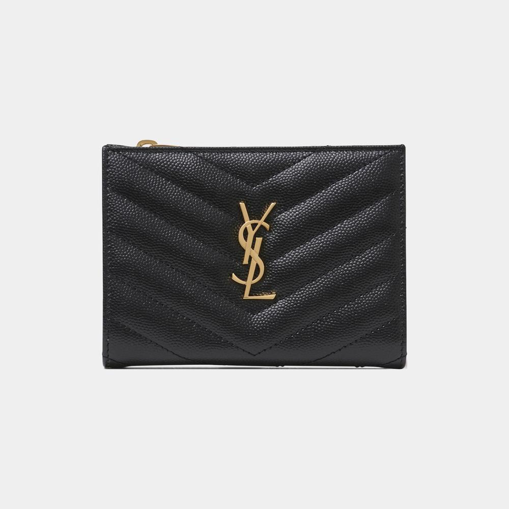 【Saint Laurent】カサンドレ マトラッセ 二つ折り 財布/black