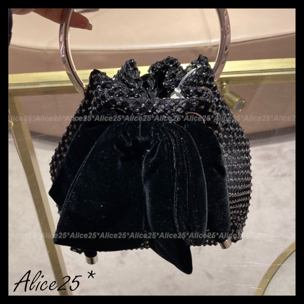 [JIMMY CHOO] Bon Bon ベルベット バケットバッグ クリスタル