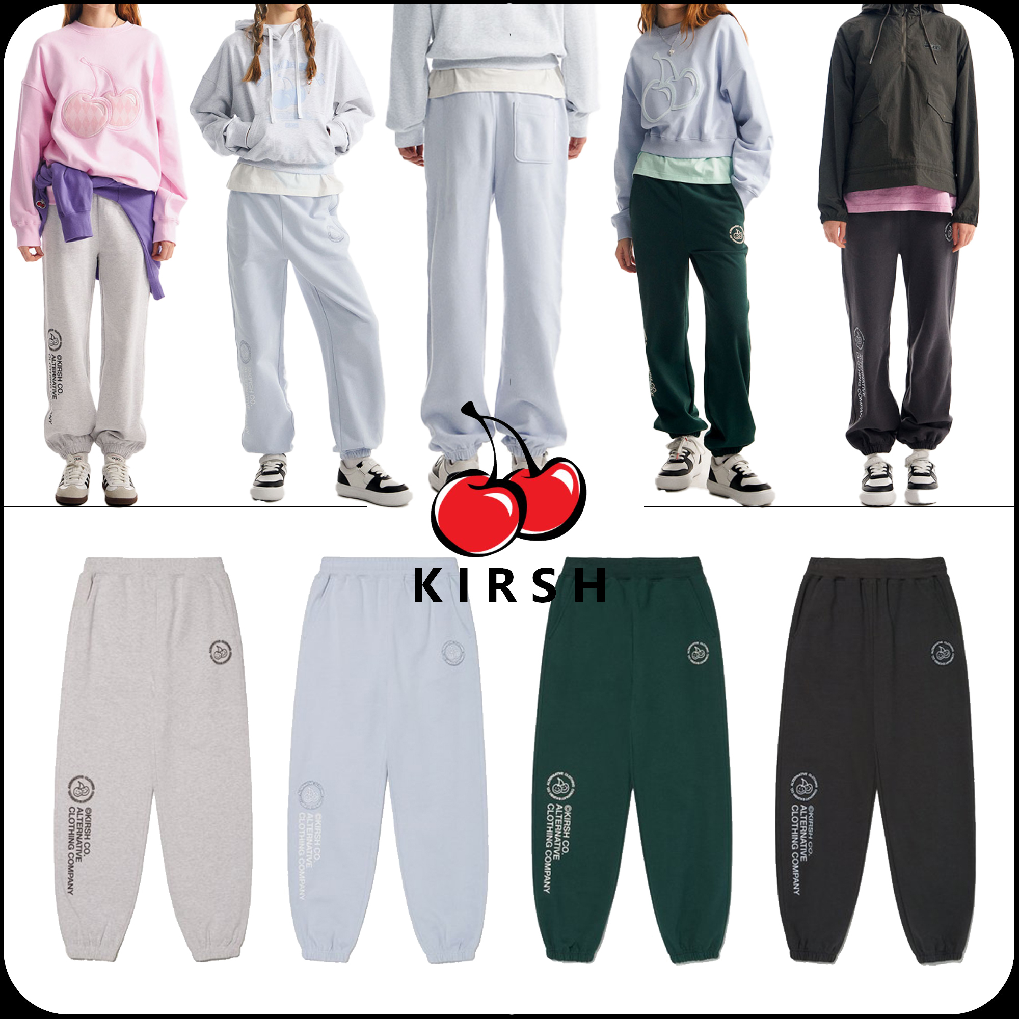 [ KIRSH ]★DOODLE CHERRY CIRCLE LOGO JOGGER PANTS