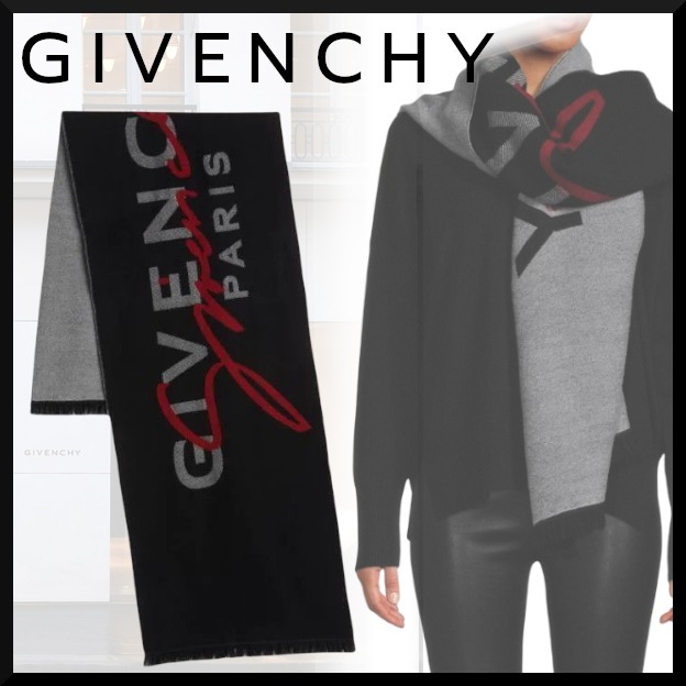 関税送料込み【GIVENCHY】ロゴ バージンウールブレンド マフラー 直売