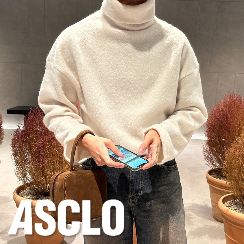Tシャツ・カットソー ASCLO 90S Angora High Turtle Neck T (3color)