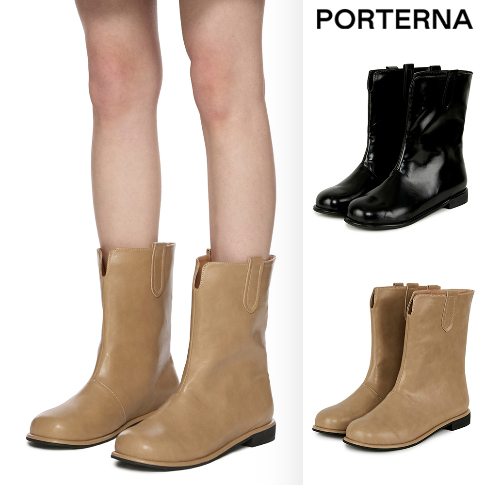 【PORTERNA】Low Flat Ankle Boots