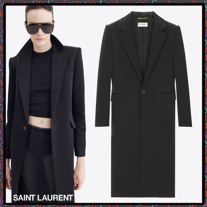 Saint Laurent《シングルブレストコート》ブラック DHL 直営店