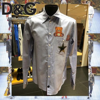 Dolce & Gabbana Shirts Star Street Style Long Sleeves Plain Cotton Logo Luxury