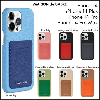 MAISON de SABRE Smart Phone Cases Unisex Plain Leather Logo iPhone 14 iPhone 14 Plus