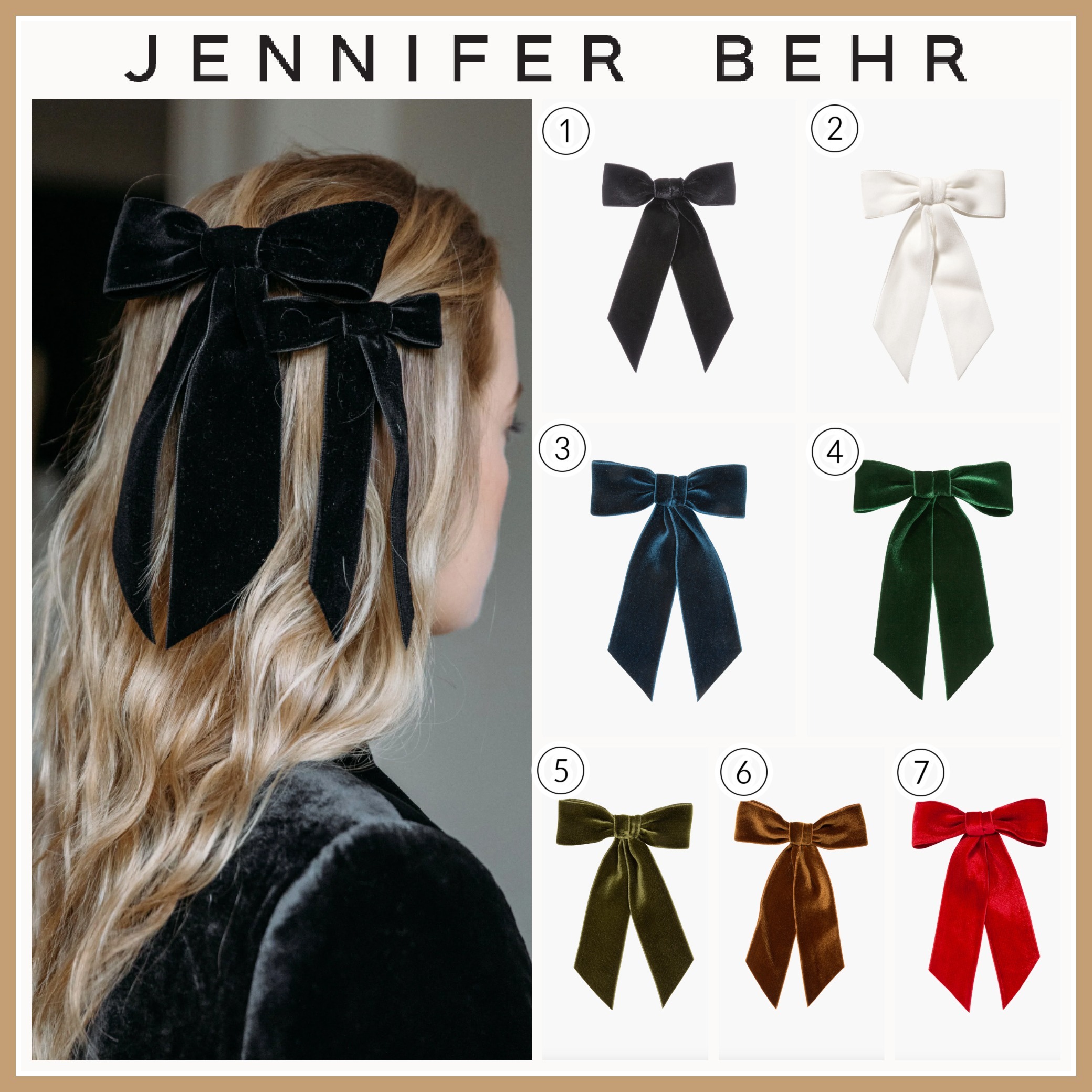 Velvet Bow Barrette -- Black – Jennifer Behr LLC