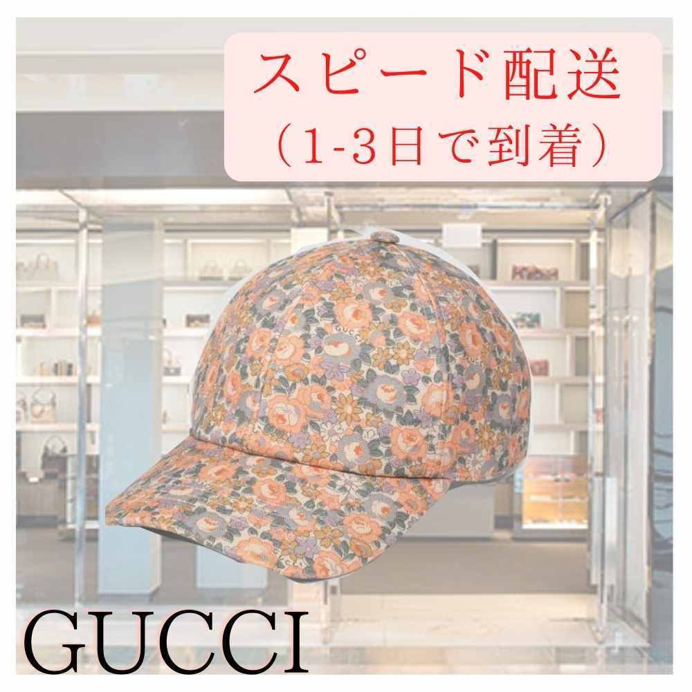 新品 GUCCI グッチ コラボ リバティロンドン キャップ 帽子 お花 黒-