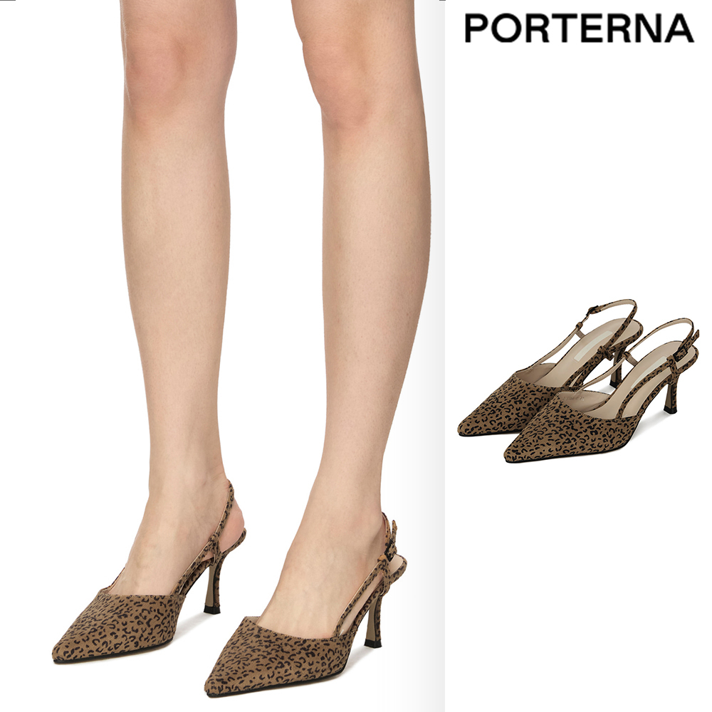 【PORTERNA】Ever leopard slingback heels