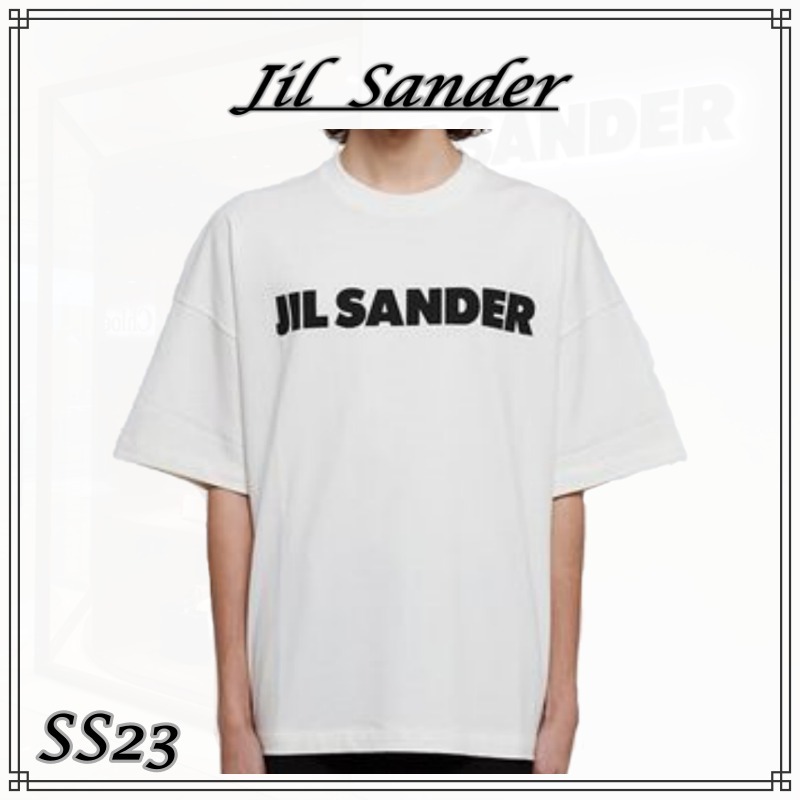 超安い 正規品 JILSANDER ジルサンダーオーバーサイズ ロゴコットンTシャツ