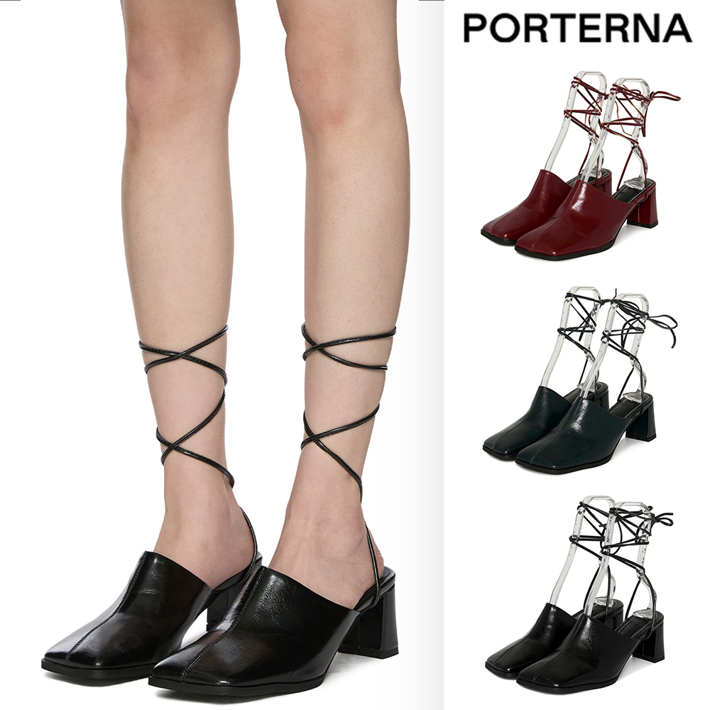 【PORTERNA】Mary unbalance square strap mules