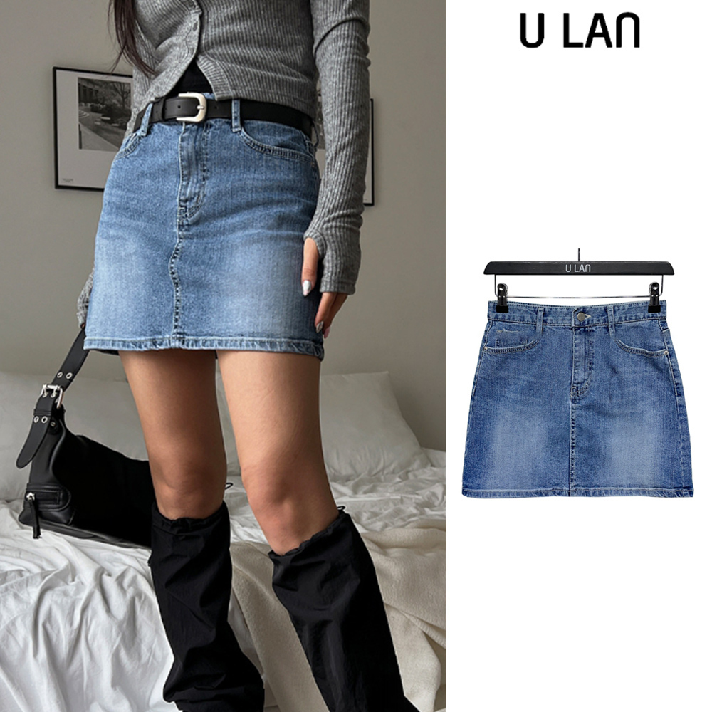 【U LAN】Toff washing denim skirt
