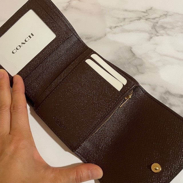 Coach レザー コンパクト 3つ折り財布 ユニセックス 関税送料込 Coach レザー コンパクト 3つ折り財布 ユニセックス 関税送料込