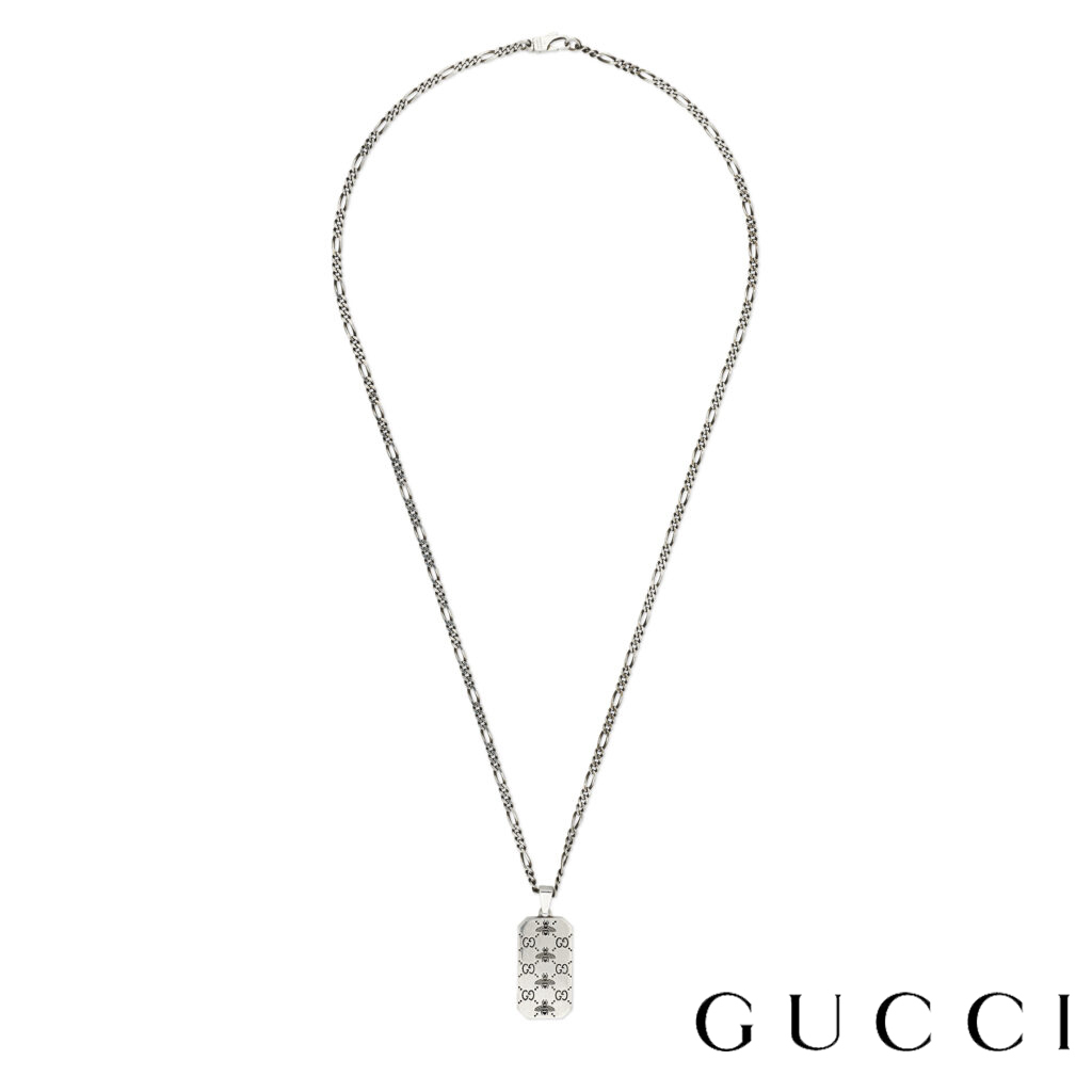 関税負担なしGUCCI GG ビー（ハチ）エングレービングネックレス GUCCI GG＆ビー（ハチ） エングレービング ペンダントネックレス