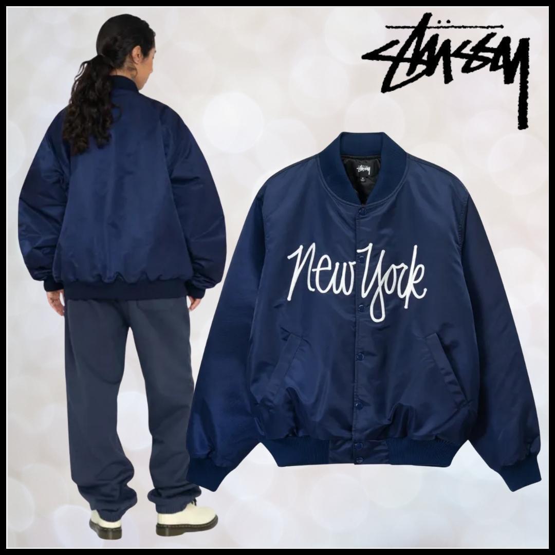 STUSSY NY CHAPTER SATIN VARSITY JACKET - スタジャン