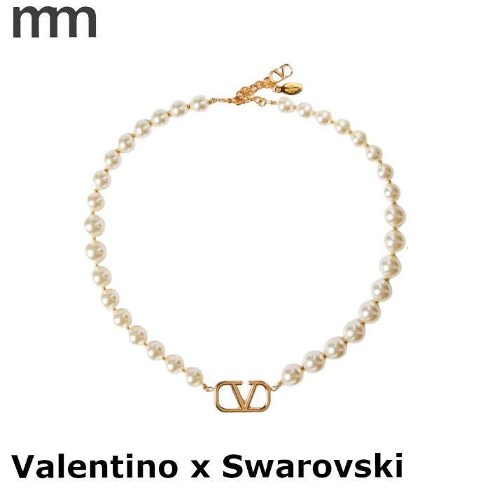 【VALENTINOxSWAROVSKI】VLOGOスワロフスキーパールのネックレス