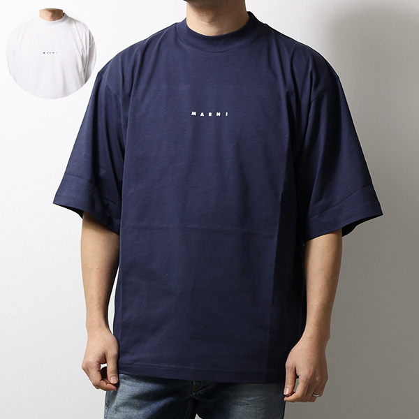 MARNI マルニ Tシャツ 半袖 モックネック ロゴ コットン メンズ