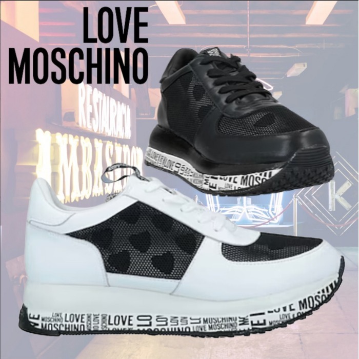 ◆Love Moschino◆ハートロゴ レースアップスニーカー ブラック