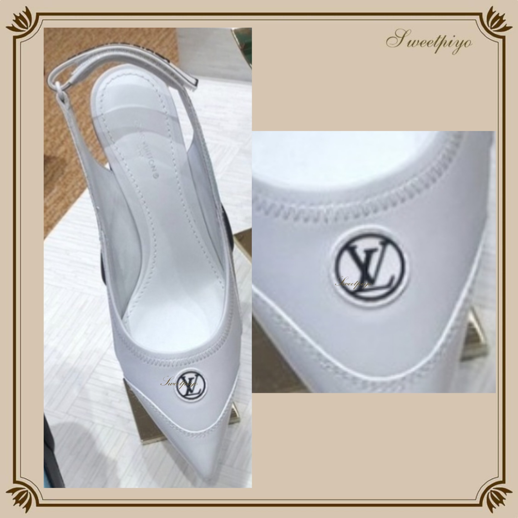 ルイヴィトン☆スリングバックパンプス LVサイン ヒール5.5cm