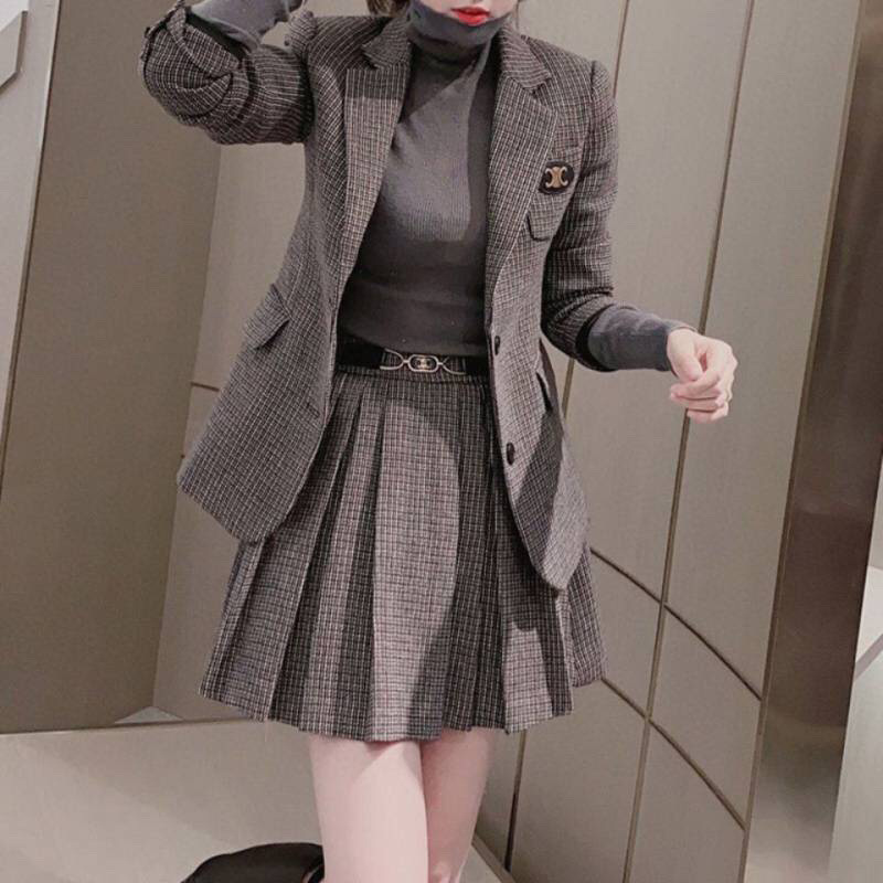 セットアップ ジャケット プリーツ スカート ミニ丈 韓国 ~3XL