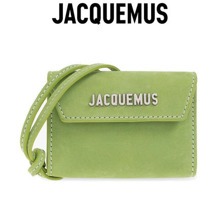 JACQUEMUS Folding Wallets Street Style Plain Leather Folding Wallet Card Holder