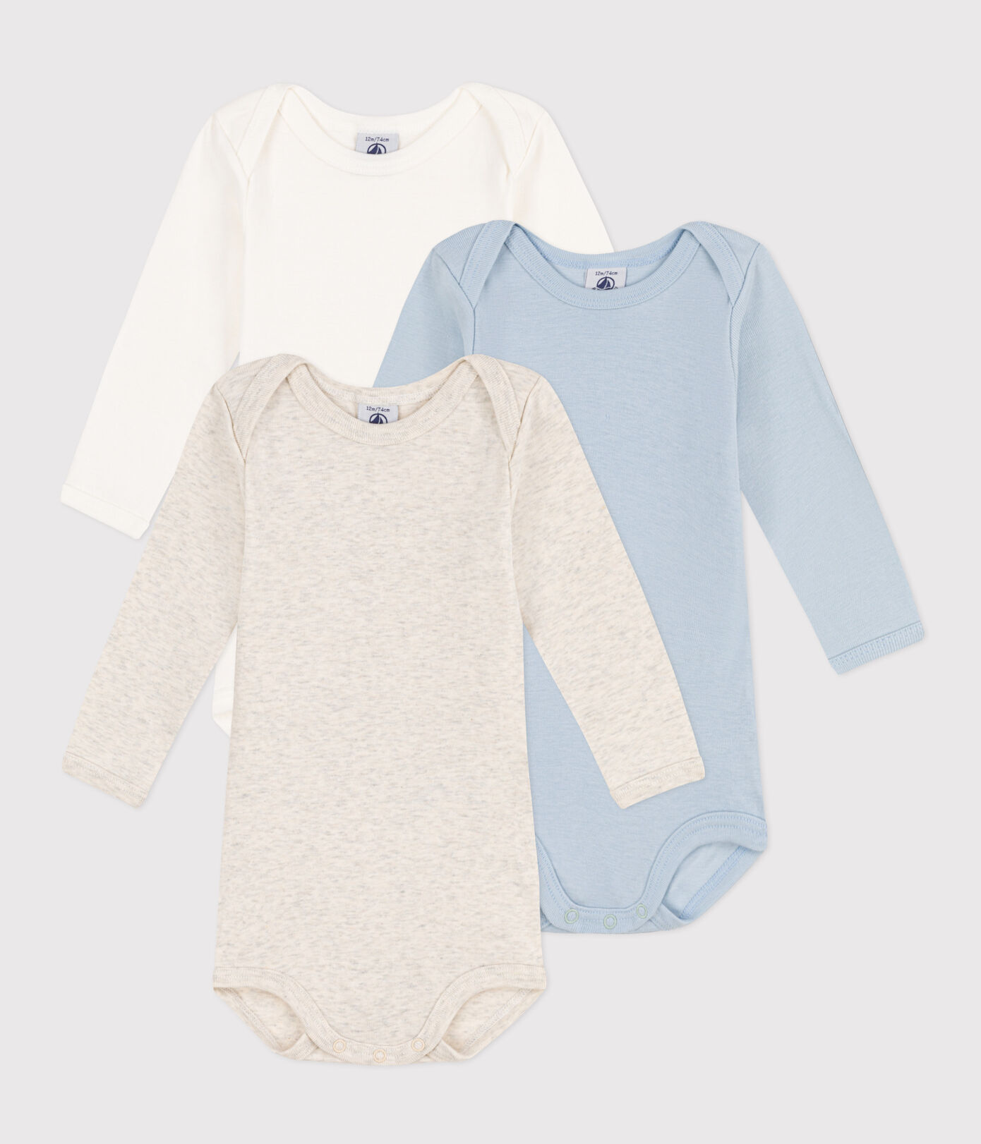 PETIT BATEAU  長袖ボディ3枚セット 3M〜36M