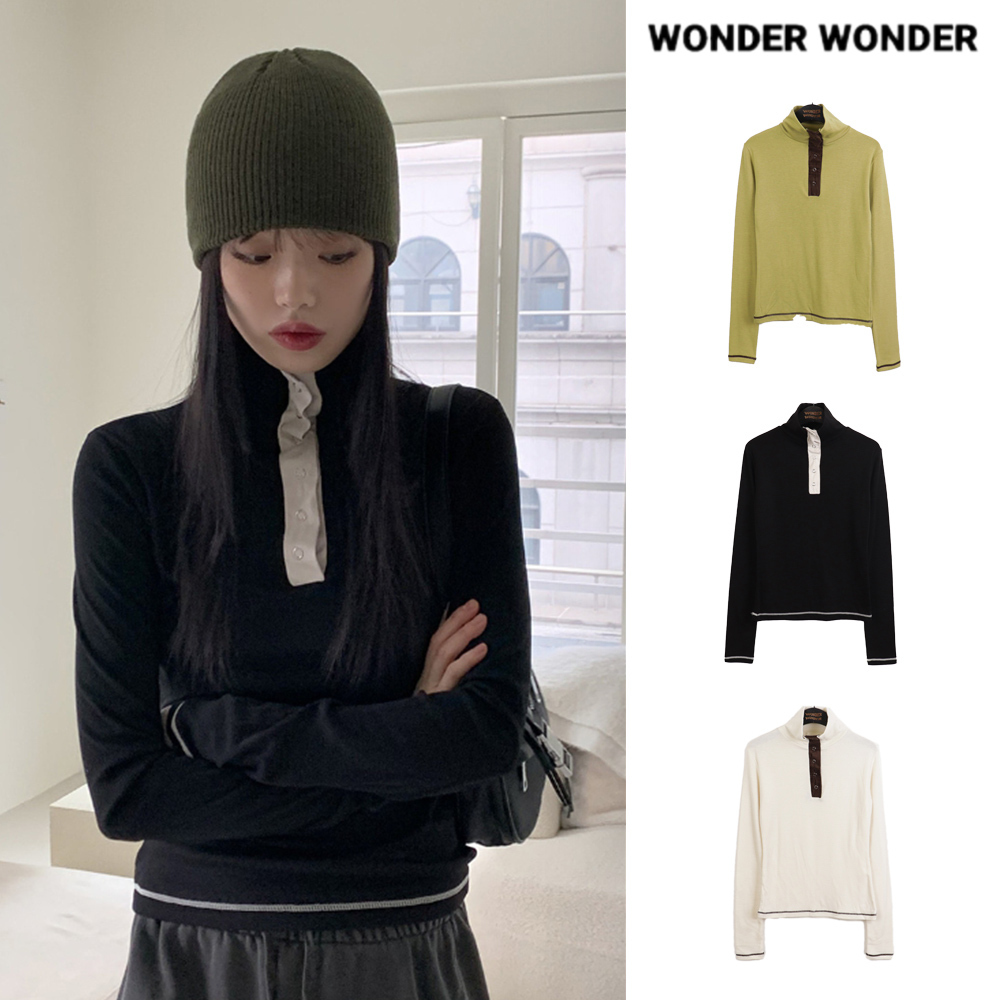 【WONDER WONDER】Snap Btn Suede Color Matching Brushed Polar