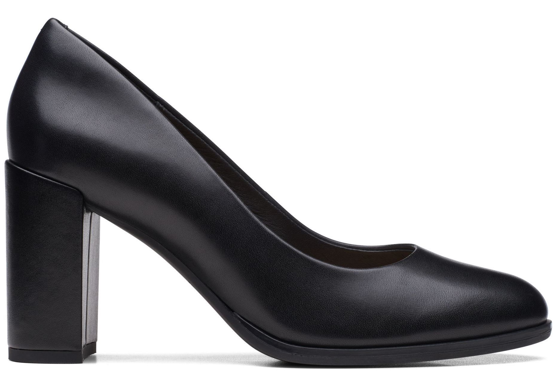 Clarks クラシック パンプス 8.5cm ハイ ブロック ヒール レザー
