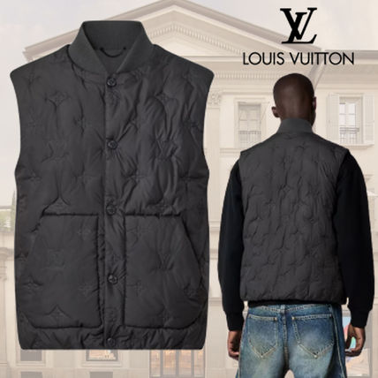 Louis Vuitton Vests & Gillets Monogram Unisex Nylon Street Style Plain Logo Luxury