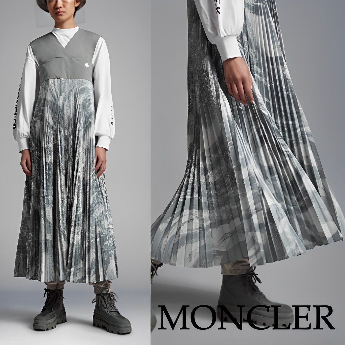 ポンパドー ビター <4 MONCLER HYKE>プリーツ ワンピース - 通販