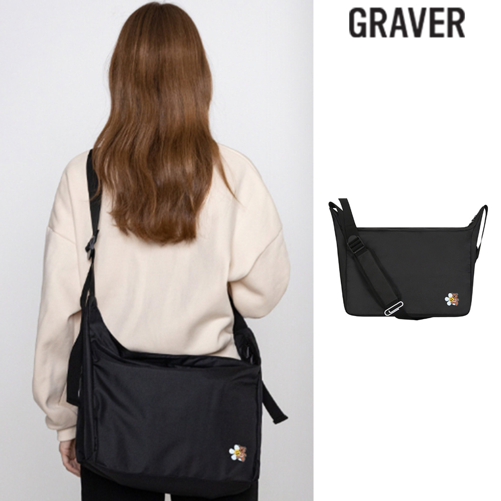 【GRAVER】23SS★ Flower Bear Embroidery Cross Messenger Bag