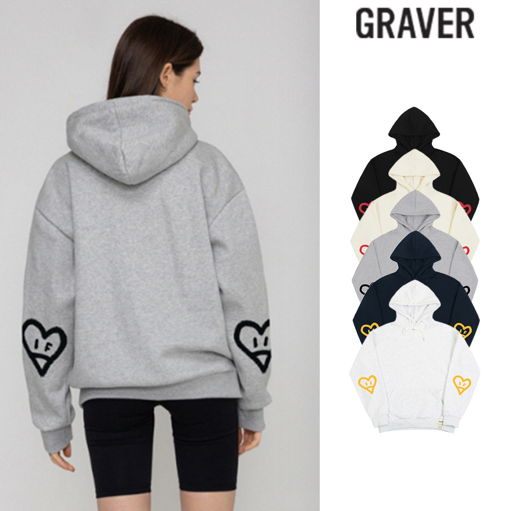 【GRAVER】23SS★ Elbow Spray Heart Smile Hoodie