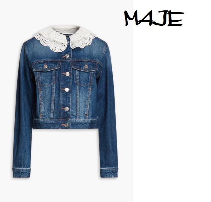 直売所店舗 ♪関税込 MAJE デニム ジャケット イギリスレース刺繍 英国