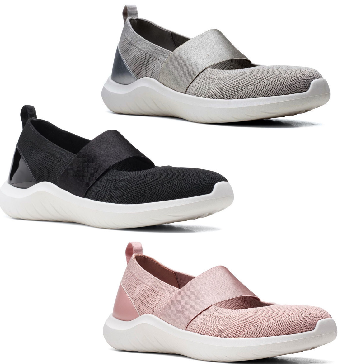 Clarks 軽量 フラット ストラップ ゴア バレエ スニーカー