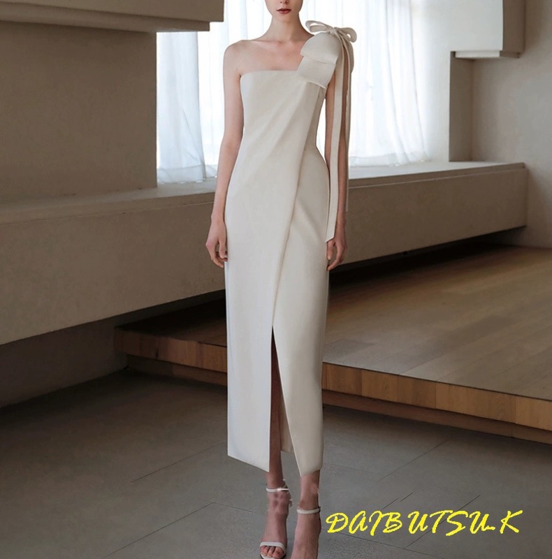 パーティードレス ワンショルダー ロング スリット 綺麗 高品質