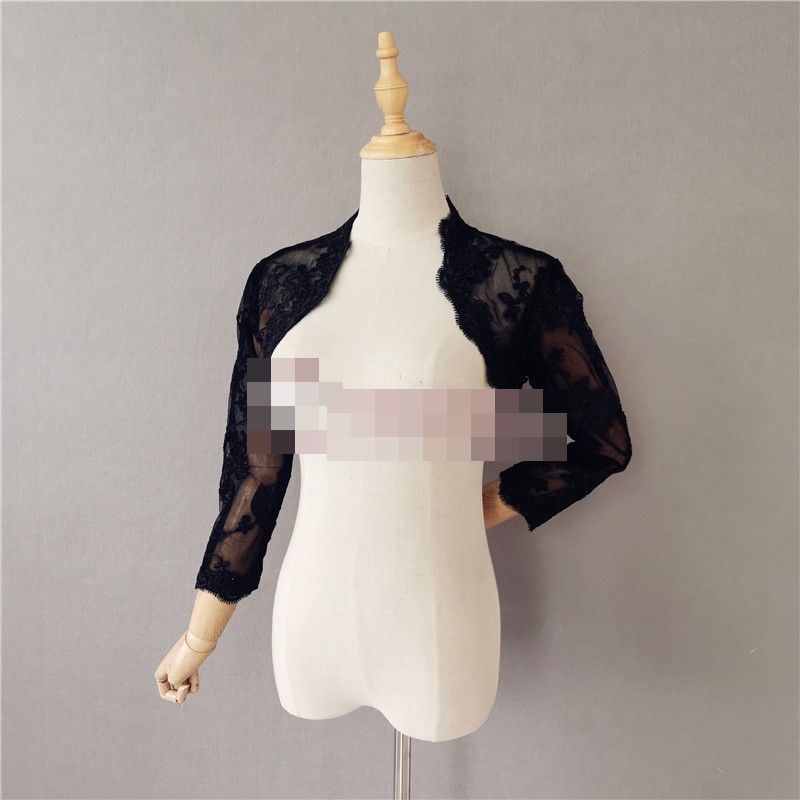 【お手持ちのドレスに合わせて】総レース ブラックボレロ 2way