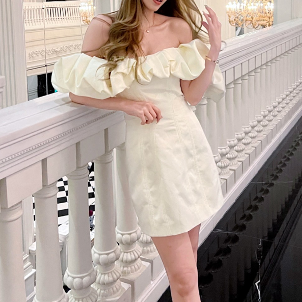 オフショルダーウェディングドレス結婚式ショート オフショルダー ショート ドレス パーティー 結婚式 (1837