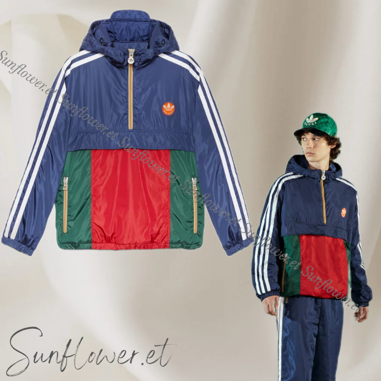 限定コラボ GUCCI adidas パラシュートナイロン ジャケット 