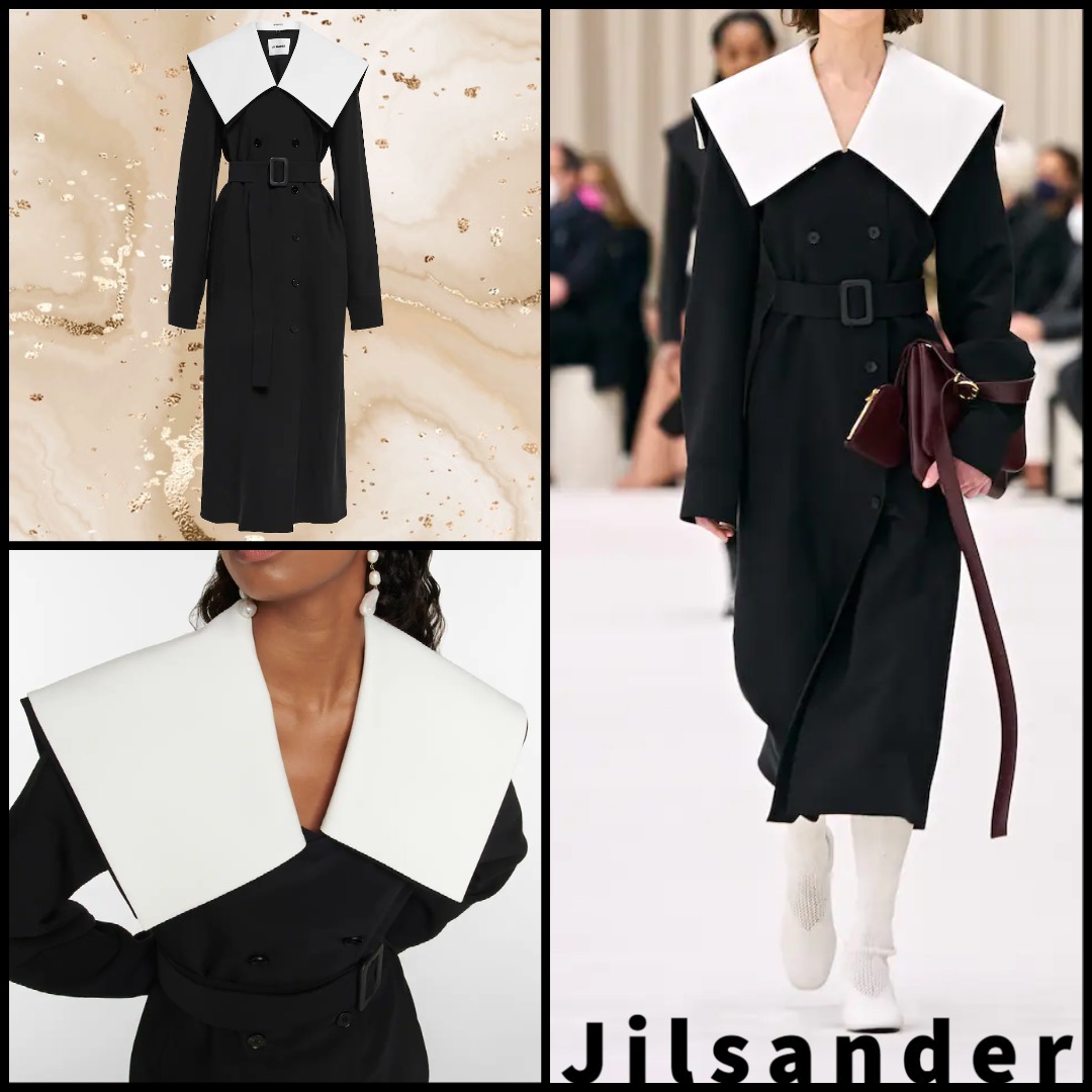 Jilsander◇ダブルブレスト モノクローム コート ブラック www