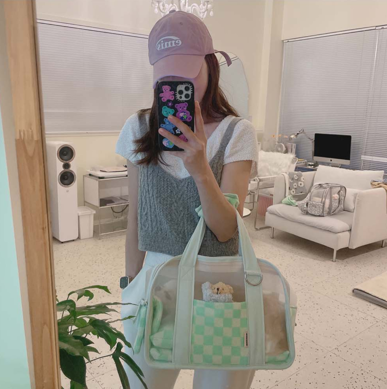 《韓国BABIANA》AJI BAG SEE THROUGH MINT Mサイズ