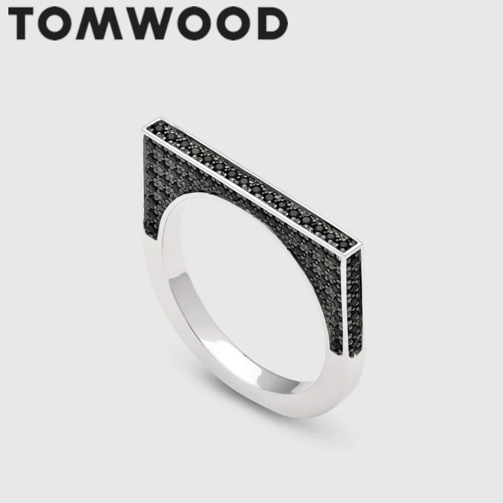 【Tom Wood】スリーク リング フル ブラック スピネル