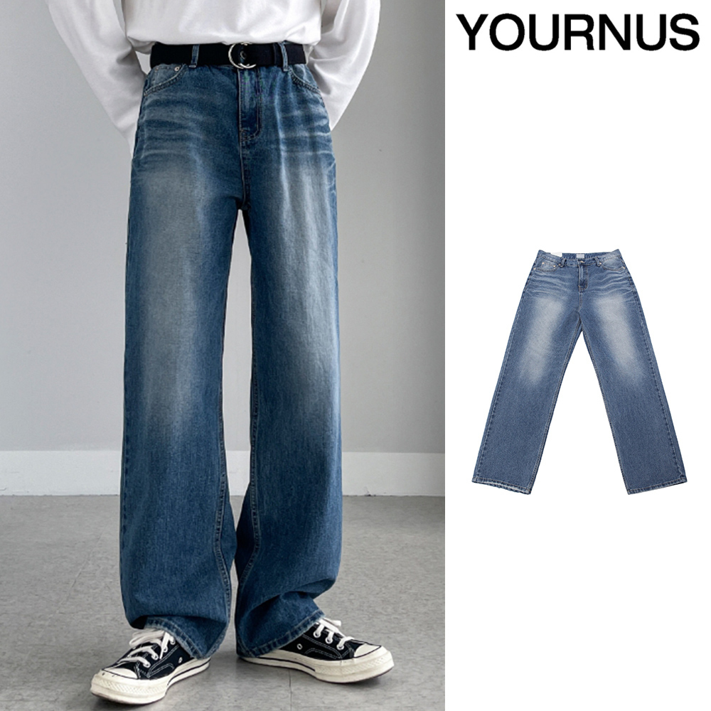 【YOURNUS】Embo Washing Wide Denim Pants