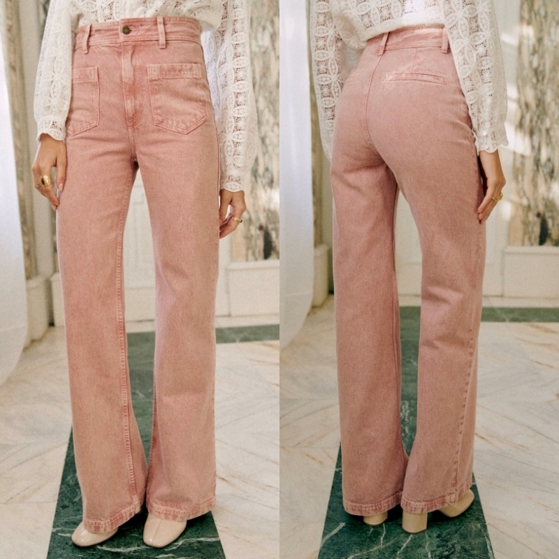 セザンヌ オーガニックコットン 70's レトロ ハイウエストパンツ