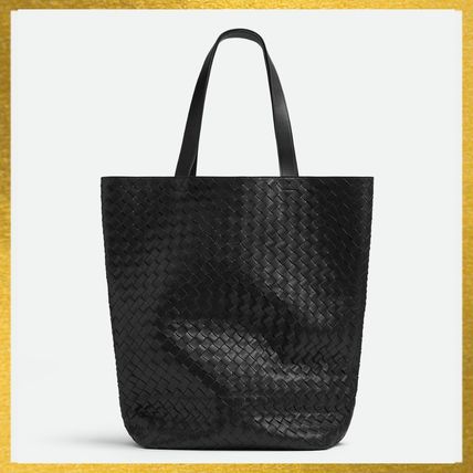 BOTTEGA VENETA Totes Unisex Calfskin A4 Plain Leather Totes