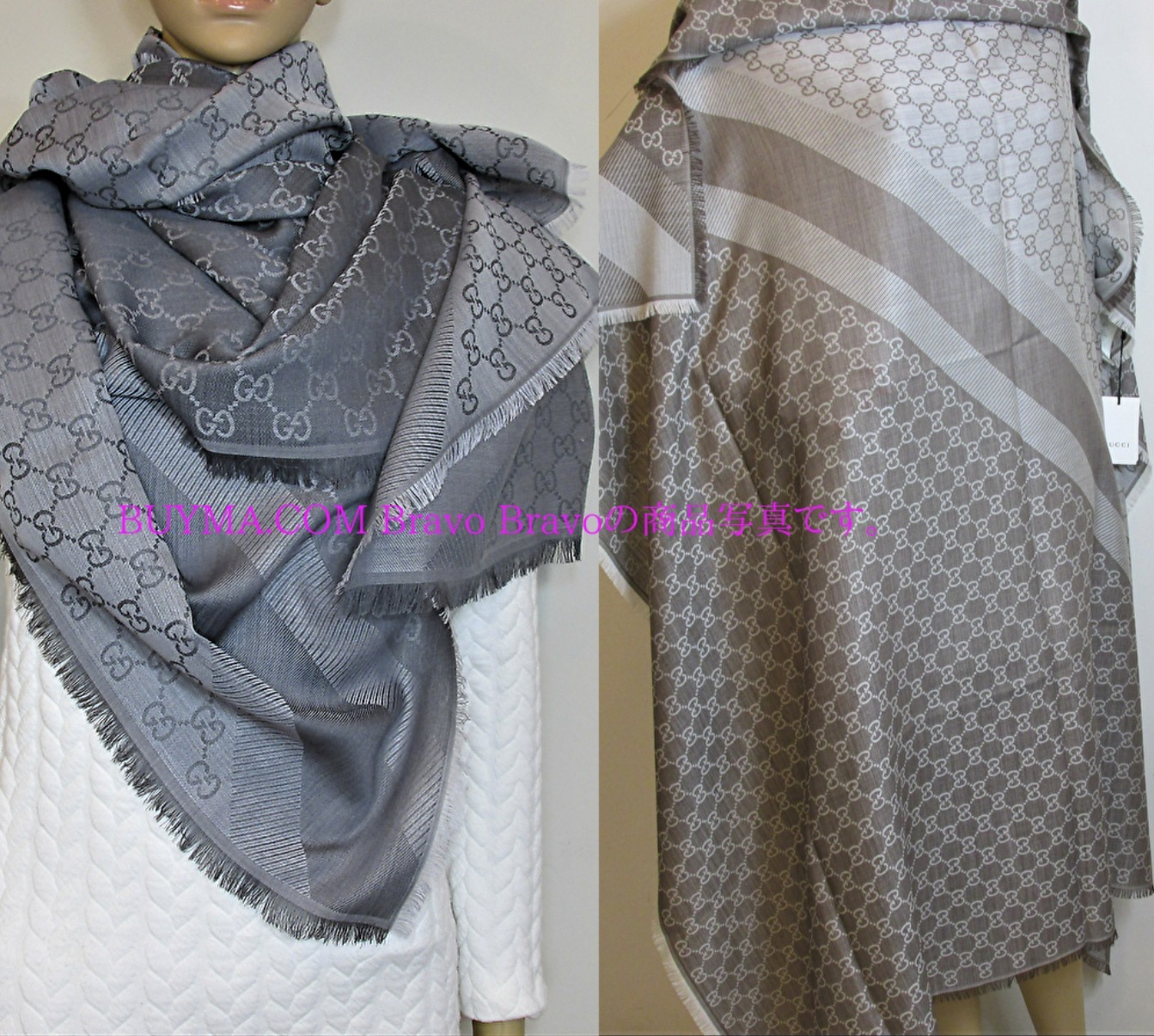 GUCCI★GG jacquard silk wool shawl 140x140cm ★即発送可♪