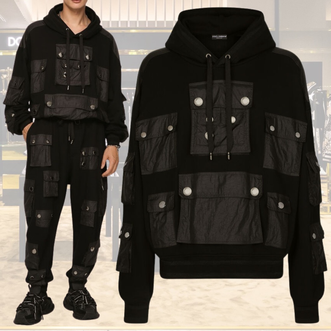 【Dolce & Gabbana】スウェットパーカー マルチポケット