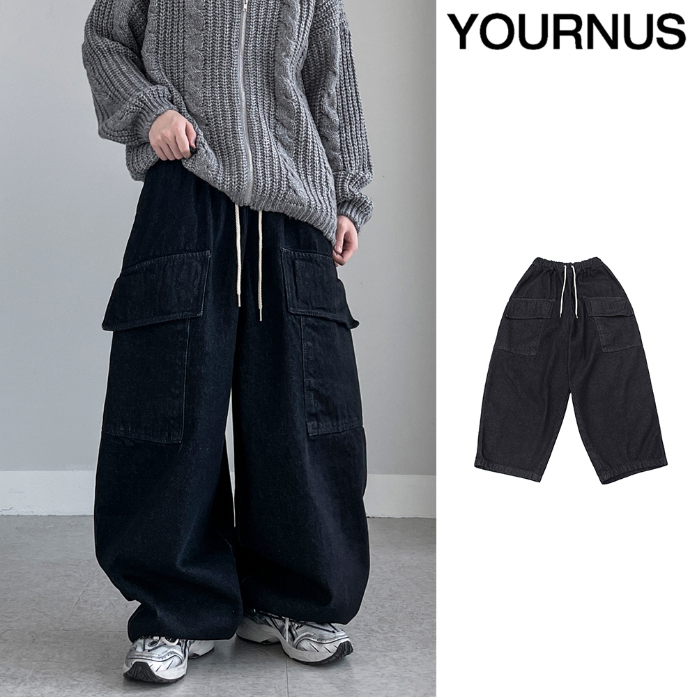 【YOURNUS】Black Star Balloon Cargo Denim