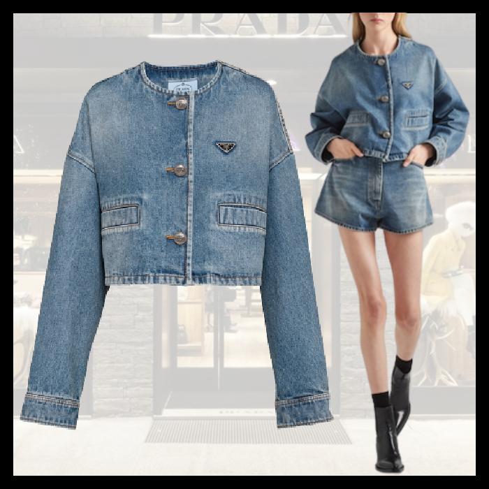 ☆PRADA☆プラダ トライアングル ロゴ デニムブルゾンジャケット