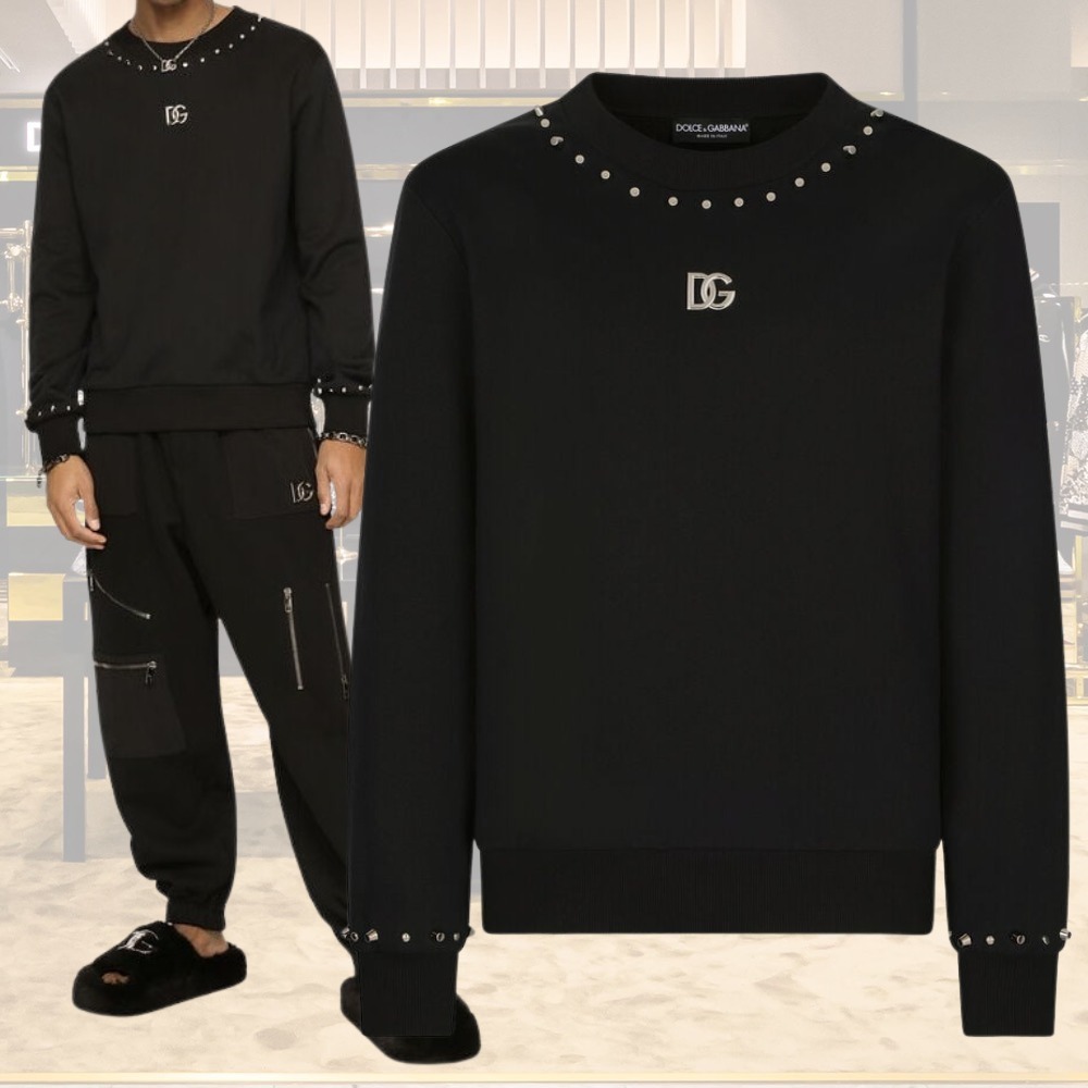 【Dolce & Gabbana】スウェットシャツ スタッズ＆DCパッチ