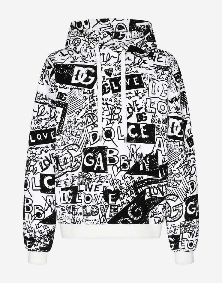 【Dolce & Gabbana】スウェットパーカ フロック グラフィティ Dolce & Gabbana】スウェットパーカ フロック グラフィティ