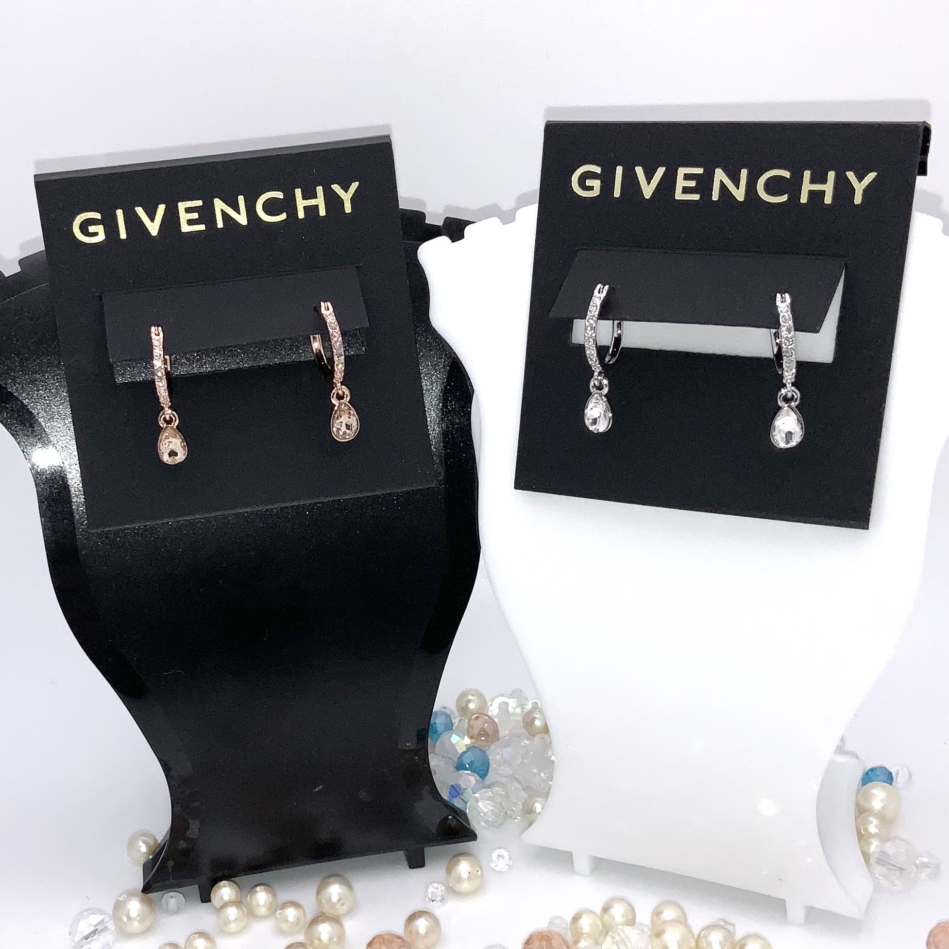 GIVENCHY フープドロップクリスタル ピアス